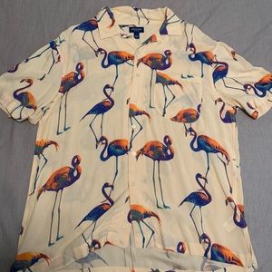Arizona Jeans Co Flamingo Button Up Reverse Print